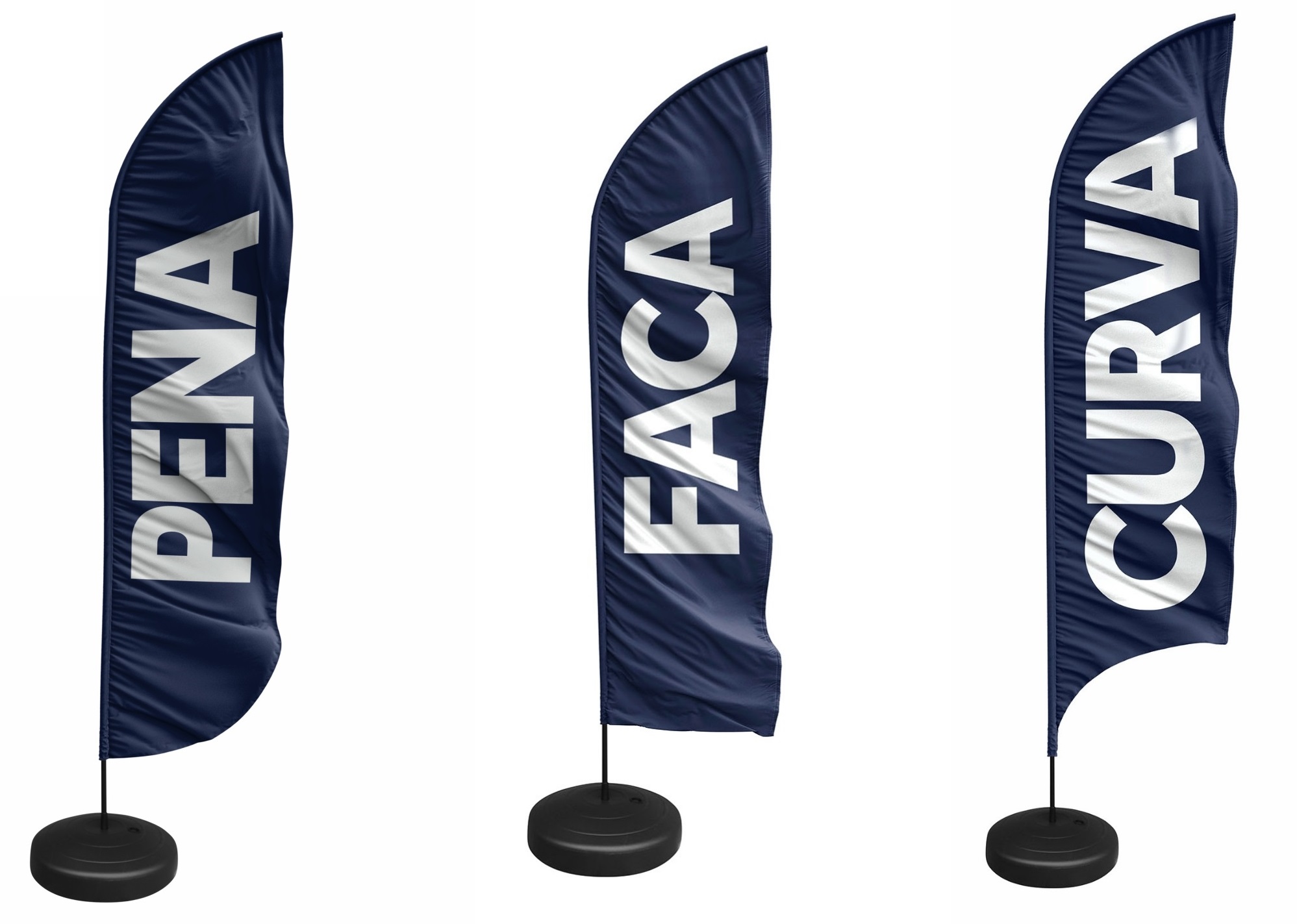 Windbanners personalizados em diferentes formatos